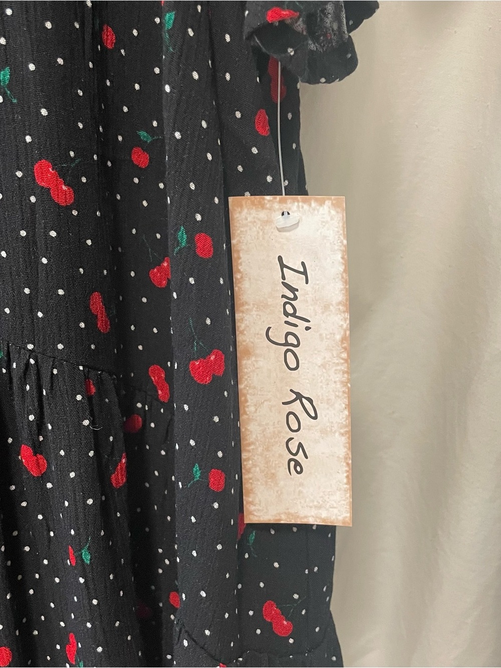 Indigo Rose Black Cherry-Print Button Front Blouse - Picture 6 of 8